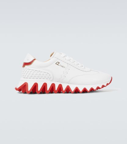 goedkope ontwerper Christian Louboutin Loubishark leren sneakers wit