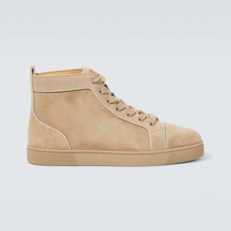 goedkope ontwerper Christian Louboutin Louis suède hoge sneakers beige