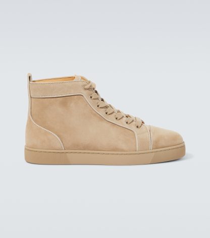 goedkope ontwerper Christian Louboutin Louis suède hoge sneakers beige