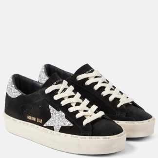 goedkope ontwerper Golden Goose Hi Star suède sneakers met glitter zwart