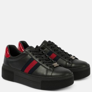 goedkope ontwerper Gucci Gucci Ace leren sneakers zwart