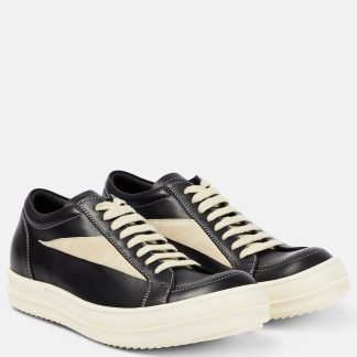 goedkope ontwerper Rick Owens Vintage leren sneakers zwart