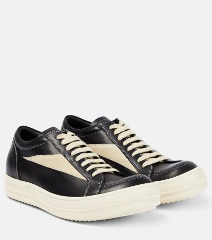 goedkope ontwerper Rick Owens Vintage leren sneakers zwart