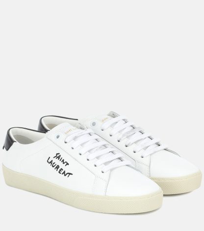 goedkope ontwerper Saint Laurent Court Classic leren sneakers wit