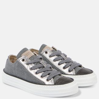 groothandel ontwerper Brunello Cucinelli Met kralen afgezette canvas sneakers grijs