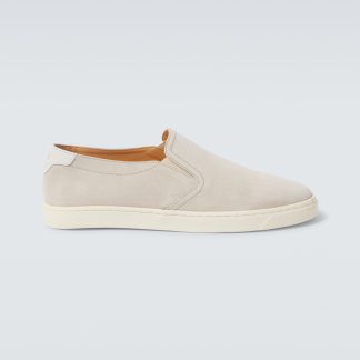 groothandel ontwerper Brunello Cucinelli Suède slip-on sneakers beige