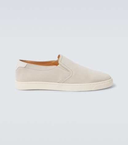 groothandel ontwerper Brunello Cucinelli Suède slip-on sneakers beige