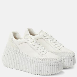 groothandel ontwerper Chloé Nama leren platform sneakers wit