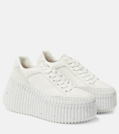 groothandel ontwerper Chloé Nama leren platform sneakers wit