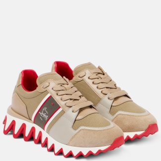 groothandel ontwerper Christian Louboutin Nastroshark leren en canvas sneakers beige