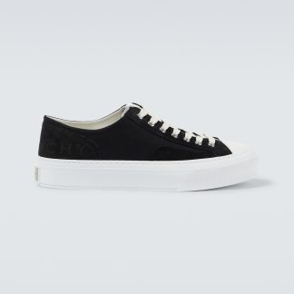 groothandel ontwerper Givenchy City sneakers van suède en canvas zwart