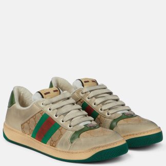 groothandel ontwerper Gucci Screener leren sneakers beige