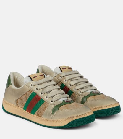 groothandel ontwerper Gucci Screener leren sneakers beige