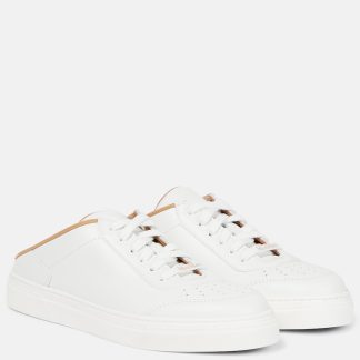 groothandel ontwerper Max Mara Leren sneakers met glijbaan wit