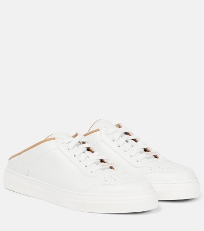 groothandel ontwerper Max Mara Leren sneakers met glijbaan wit