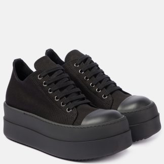 groothandel ontwerper Rick Owens DRKSHDW Double Bumper denim platform sneakers zwart