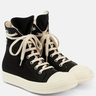 groothandel ontwerper Rick Owens Denim hoge sneakers zwart