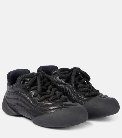 hete verkoop ontwerper Alexander McQueen Flexion leren sneakers zwart