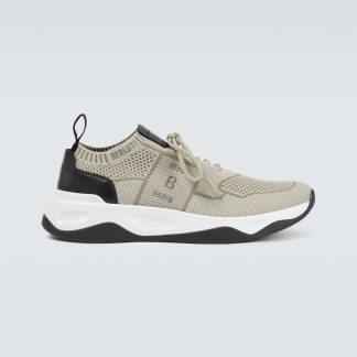 hete verkoop ontwerper Berluti Shadow gebreide en leren sneakers beige