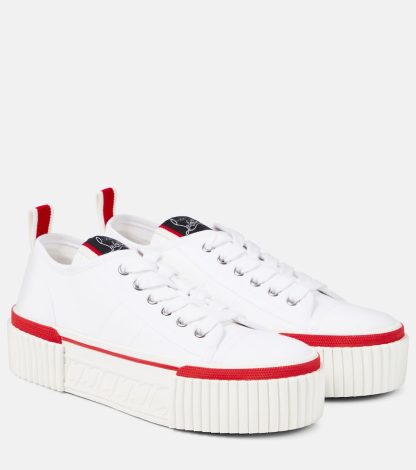 hete verkoop ontwerper Christian Louboutin Super Pedro CL platform sneakers wit