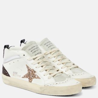 hete verkoop ontwerper Golden Goose Mid Star glitter leren sneakers wit