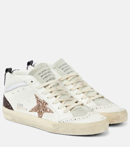 hete verkoop ontwerper Golden Goose Mid Star glitter leren sneakers wit