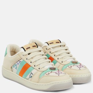 hete verkoop ontwerper Gucci Screener versierde leren sneakers veelkleurig