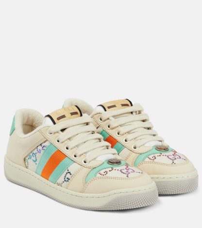 hete verkoop ontwerper Gucci Screener versierde leren sneakers veelkleurig