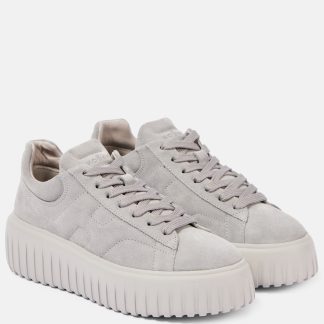 hete verkoop ontwerper Hogan Suède platform sneakers grijs