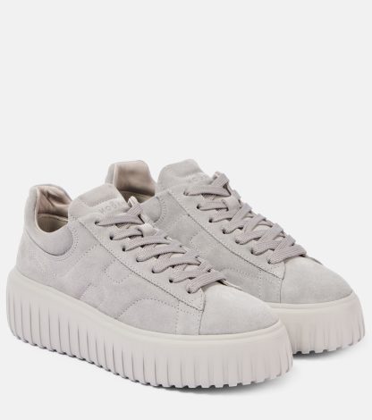 hete verkoop ontwerper Hogan Suède platform sneakers grijs