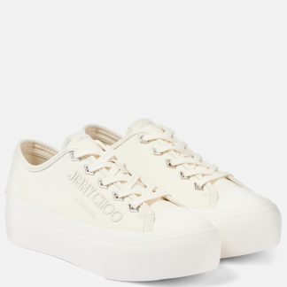 hete verkoop ontwerper Jimmy Choo Palma Maxi canvas platform sneakers wit