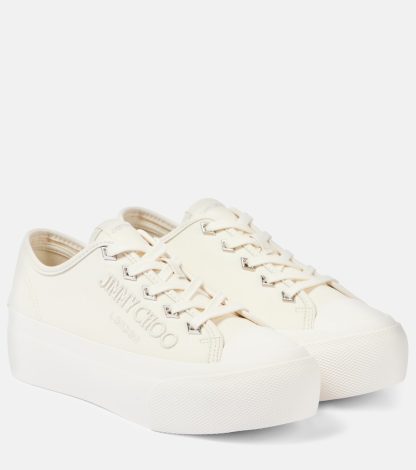 hete verkoop ontwerper Jimmy Choo Palma Maxi canvas platform sneakers wit