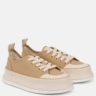 hete verkoop ontwerper Max Mara Leren platform sneakers neutraal