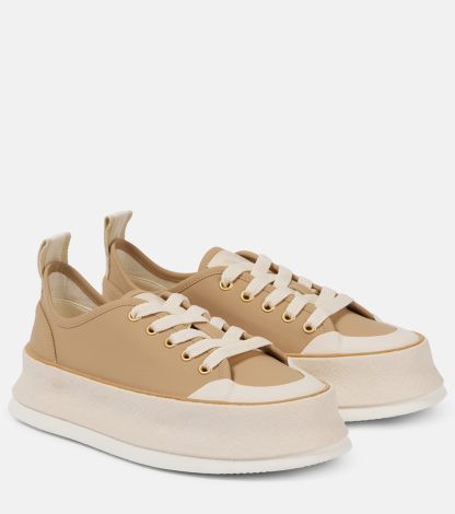 hete verkoop ontwerper Max Mara Leren platform sneakers neutraal