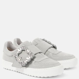 hete verkoop ontwerper Roger Vivier Very Vivier versierde suède sneakers grijs