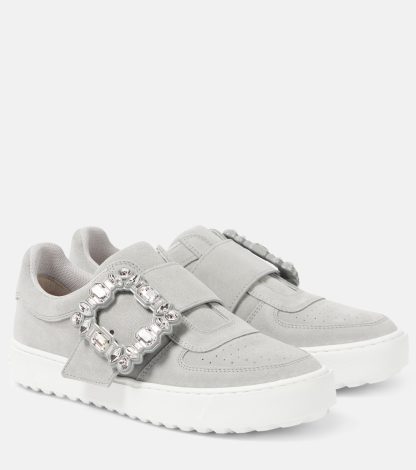 hete verkoop ontwerper Roger Vivier Very Vivier versierde suède sneakers grijs