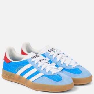 hete verkoopluxe Adidas Gazelledoor sneakers met suède rand blauw