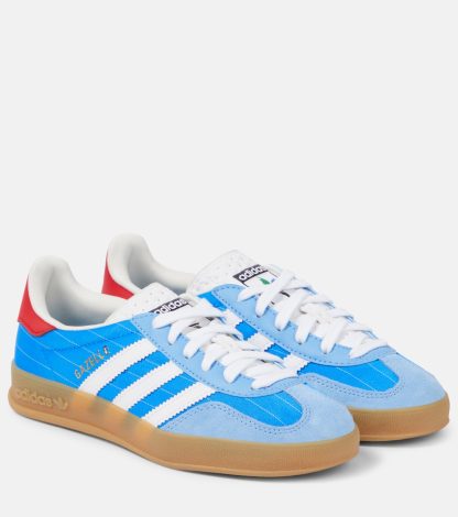 hete verkoopluxe Adidas Gazelledoor sneakers met suède rand blauw