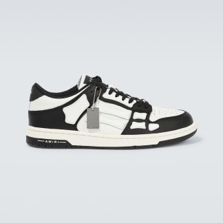 hete verkoopluxe Amiri Skel Top Lage Leren Sneakers Zwart