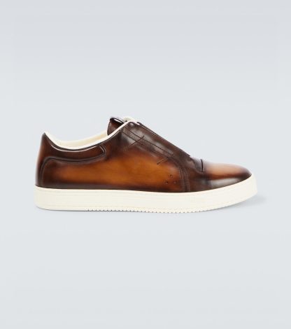 hete verkoopluxe Berluti Playtime leren slip-on schoenen bruin