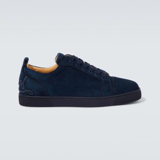 hete verkoopluxe Christian Louboutin Fun Louis Junior suède sneakers blauw