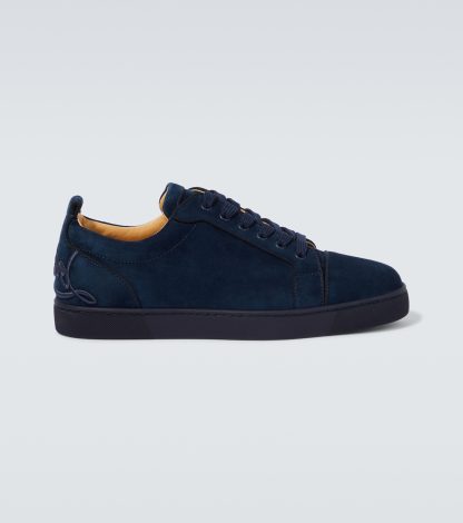 hete verkoopluxe Christian Louboutin Fun Louis Junior suède sneakers blauw