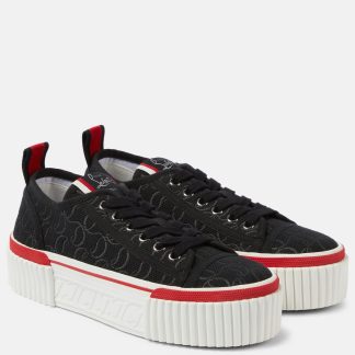 hete verkoopluxe Christian Louboutin Super Pedro CL platform sneakers zwart