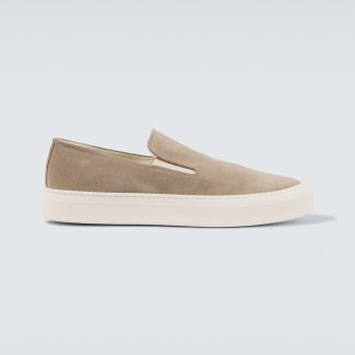 hete verkoopluxe Common Projects Suède slip-on sneakers beige