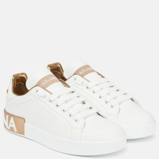 hete verkoopluxe Dolce & Gabbana Portofino leren sneakers wit