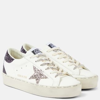 hete verkoopluxe Golden Goose Hi Star glitter leren sneakers wit