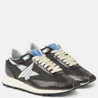 hete verkoopluxe Golden Goose Marathon met leer afgezette sneakers zwart