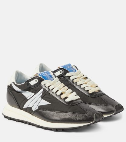 hete verkoopluxe Golden Goose Marathon met leer afgezette sneakers zwart