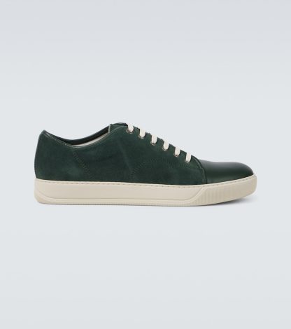 hete verkoopluxe Lanvin DBB1 met leer afgezette suède sneakers groen