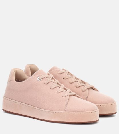 hete verkoopluxe Loro Piana Nuages suède sneakers roze